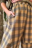 Nora Brushed Cotton Gingham Classic Barrel Pant Deep Olive